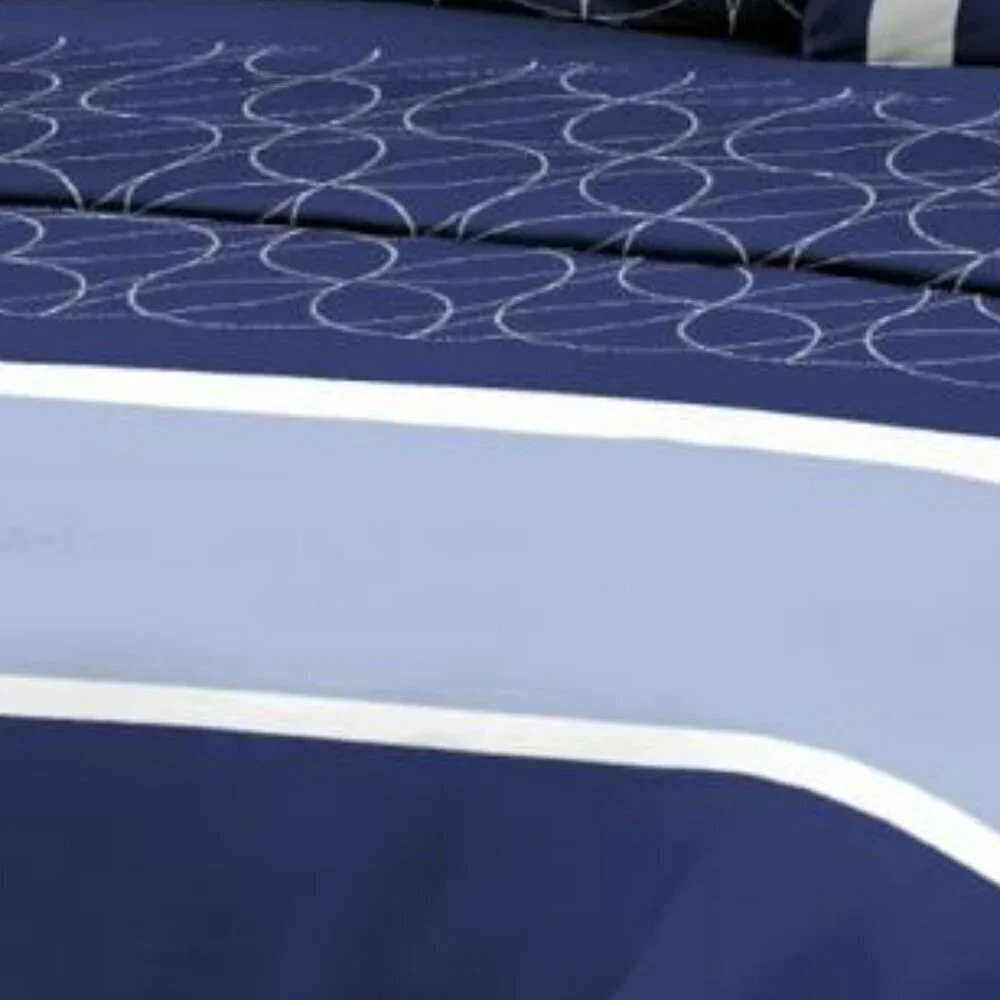 Royal Bamboo King Duvet Cover Set 6 pc Set Blue Stripes